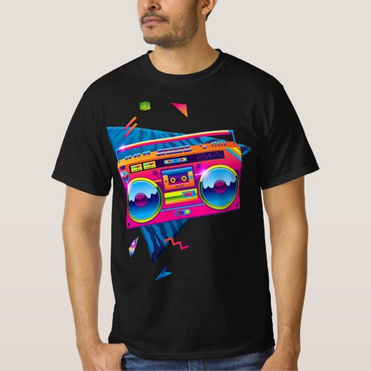 T-shirt Boom Box des années 80 (Devant)