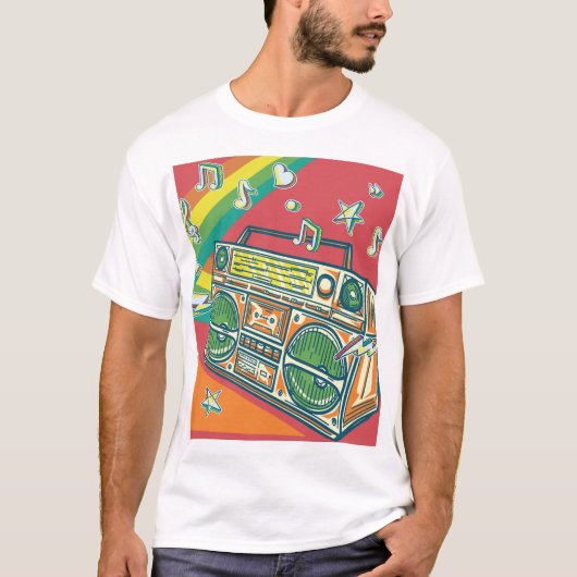 T-shirt Boom Box Funky Conception colorée (Devant)
