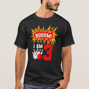 T-shirt Boom I Am 3 Bowling Birthday Party Bowler Annivers