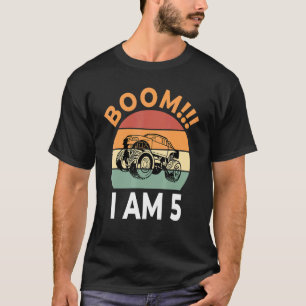 T-shirt Boom I Am 5 Birthday Boy Celebration Monster Truck