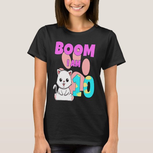 T-shirt Boom j'ai 10 chat (Devant)