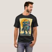 T-shirt Boombox Bot Wanderer — Grunge Retro Mech (Devant entier)