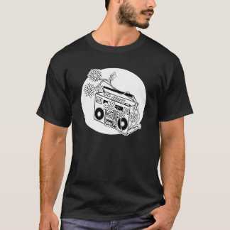 T-shirt Boombox de marguerite de transport noir et blanc