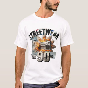 T-shirt Boombox Rétro Explosif Art de Collage Streetwear 9