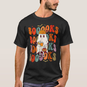 T-shirt Boooks Groovy Cute Ghost Book Retro Reading