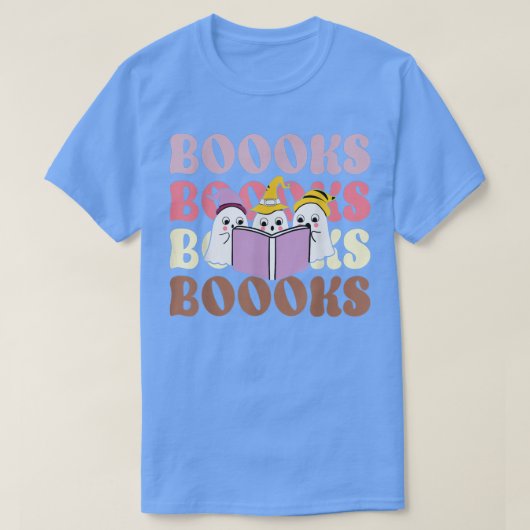 T-shirt Boooks Groovy Cute Ghost Book Retro Reading (Design devant)