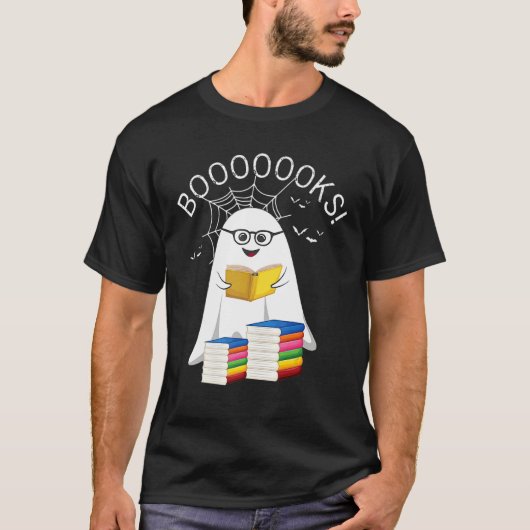 T-shirt Booooks Ghost Boo Read Books Halloween Library Tea (Devant)