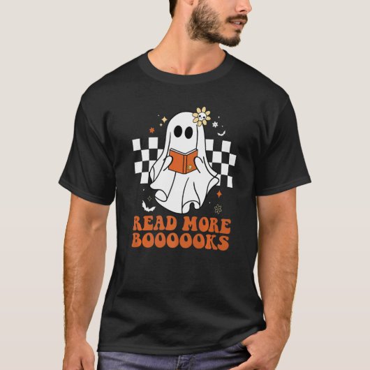 T-shirt Booooks Ghost Read More Books Cute Teacher Hallowe (Devant)