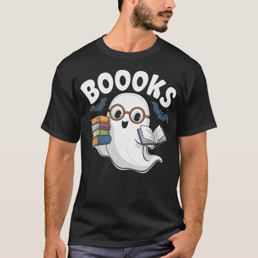 T-shirt Booooks Ghost Reader Bat Halloween Books Literacy (Devant)