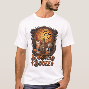 T-shirt Boos Boisson Halloween Crâne Bouteille Bière Vin C