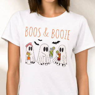 T-shirt Boos et Boissons Drôle Fantôme Mignon Halloween Ad