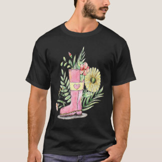 T-shirt Boot De Jardin Rempli De Printemps Et Fleur