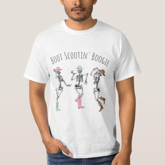 T-shirt Boot Scootin Boogie Shirt, Halloween Skeleton Swea (Devant)