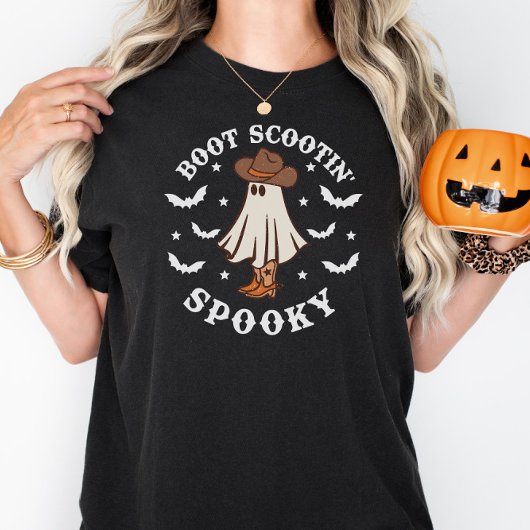 T-shirt Boot Scootin Éffrayant mignon Halloween Fantôme