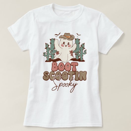 T-shirt Boot Scootin Éffrayant Western Boo Ghost Halloween (Design devant)