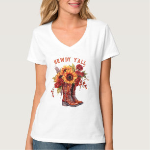 T-shirt Boots Cowboy, howdy y'all Boots tournesol