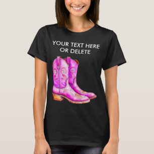 T-shirt Boots de rodéo Pretty Rose Western Cowgirl Vie agr