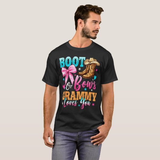 T-shirt Boots Or Bows Grammy Loves You Gender Reveal Famil (Devant entier)