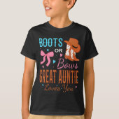 T-shirt Boots Or Bows Great Auntie Loves You Gender Reveal (Devant)