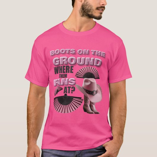 T-SHIRT BOOTS SUR LE SOL (ROSE) (Devant)