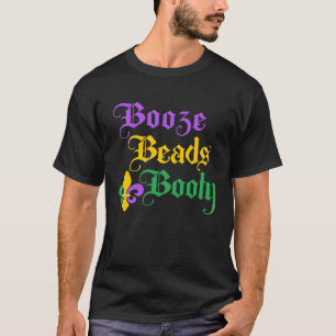 T-shirt Booze Beads Boty Mardi Gras Fluer De Lis New Orle