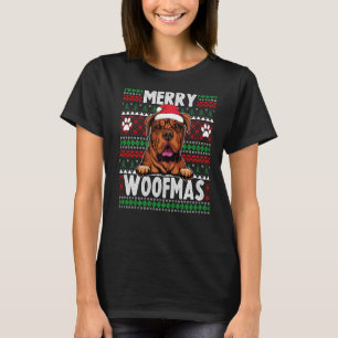 T-shirt Bordeaux Great Dane Noël Lumières Animaux de Noël 