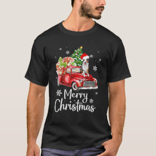 T-shirt Border Collie à cheval sur un camion rouge Noël Jo