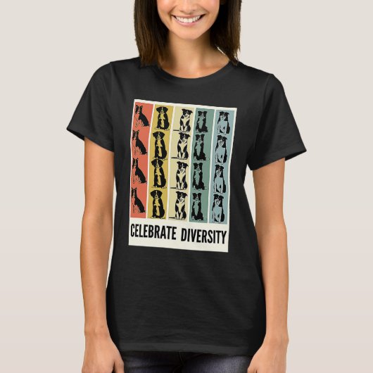 T-shirt Border Collie Celebrate Diversity Dog Border Colli (Devant)