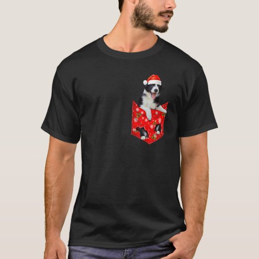 T-shirt Border Collie Christmas Pocket for Border Collie (Devant)