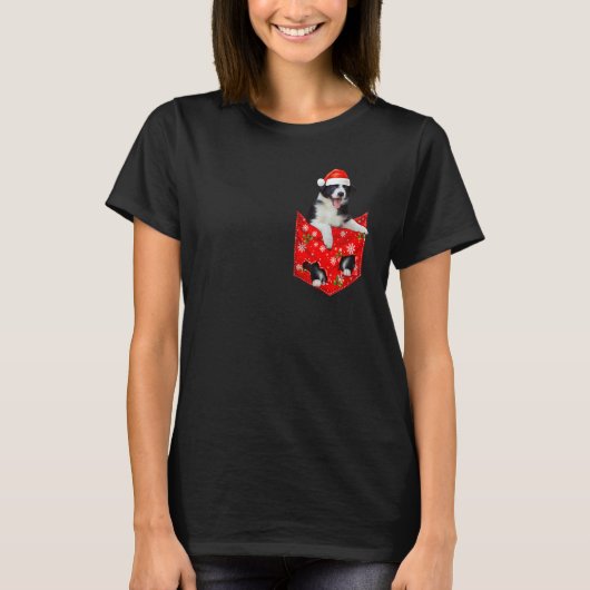 T-shirt Border Collie Christmas Pocket for Border Collie (Devant)