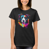 T-shirt Border Collie Dog Australian Shepherd Graffiti Gra (Devant)