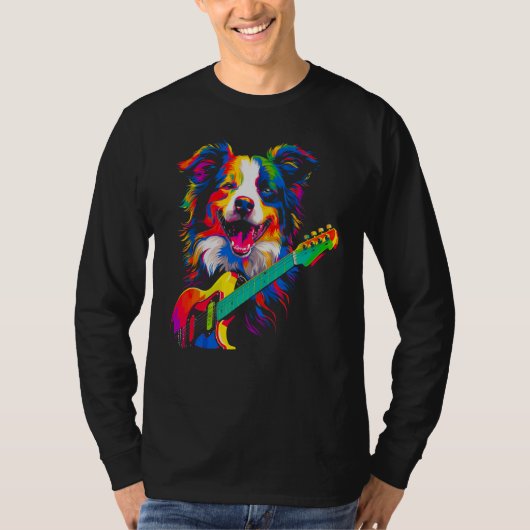 T-shirt Border Collie Dog Guitarist (Devant)