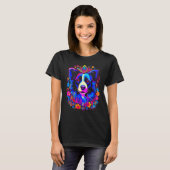 T-shirt Border Collie Dog Love Gratitude Flower (Devant entier)