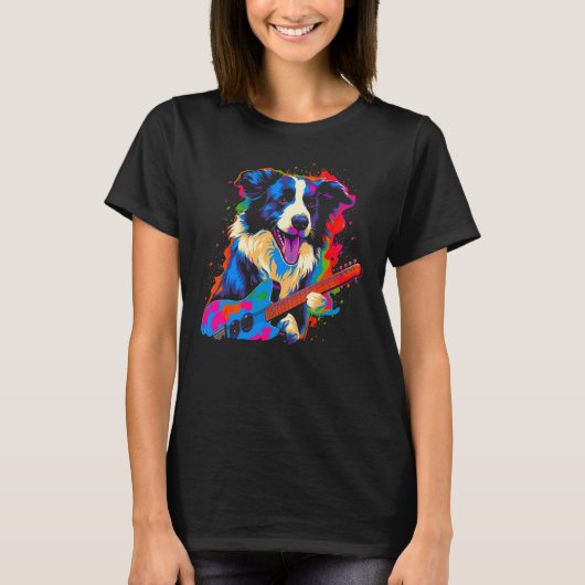 T-shirt Border Collie Dog Music (Devant)