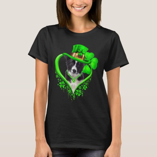 T-shirt Border Collie Dog St Patricks Day Lover Irish Sham (Devant)