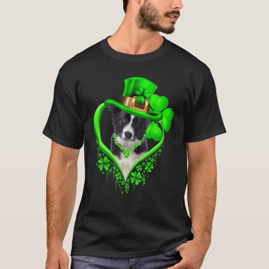 T-shirt Border Collie Dog St Patricks Day Lover Irish Sham (Devant)