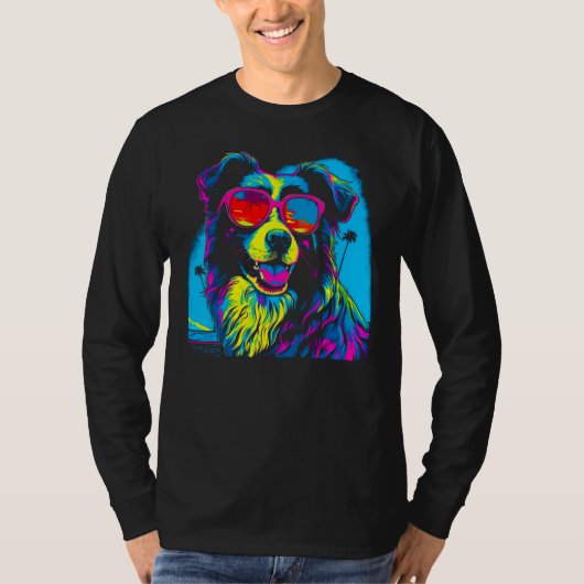 T-shirt Border Collie Dog Sunglasses 1 (Devant)