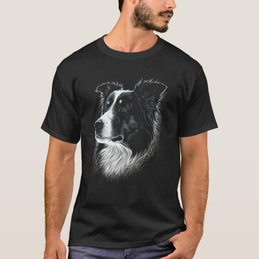 T-shirt Border Collie Face For Dog (Devant)
