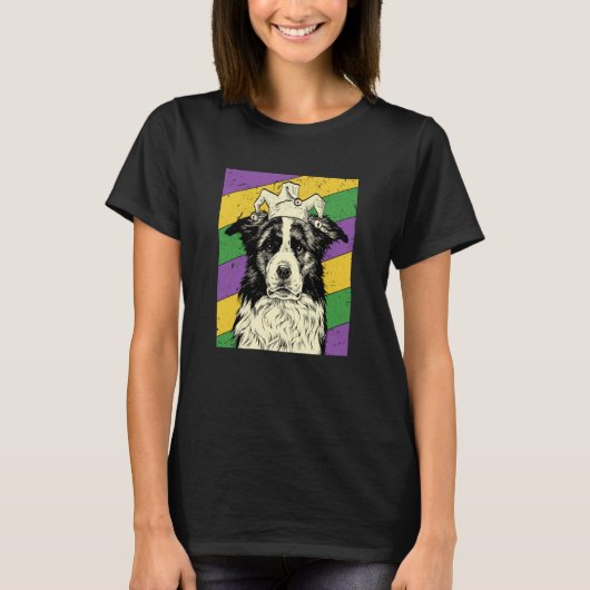 T-shirt Border Collie Jester Mardi Gras Dog Mom or Dad (Devant)