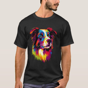 T-shirt Border Collie Pop Art Couleurs Arc-en-ciel Coloré