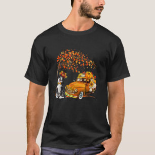 T-shirt Border Collie portant un chapeau d'automne arbre c