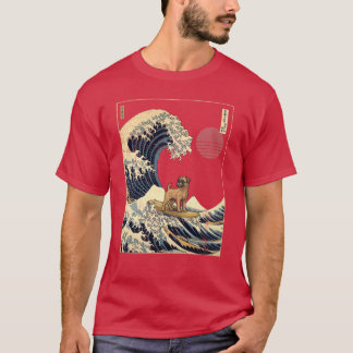 T-shirt Bordererrier Kanagawa fille de vague de surf japon