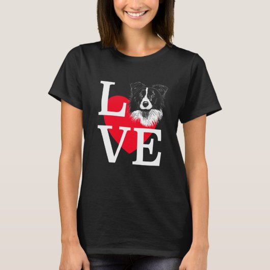 T-shirt Bordure Collie Aimer Coeur mignon Bordure Collie (Devant)