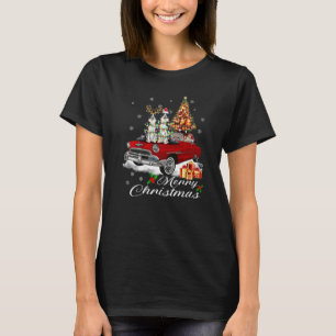 T-shirt Bordure Collie Arbre de Noël Lumières Vintage Roug