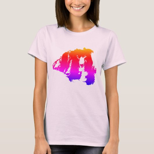 T-shirt Bordure Collie Arc-en-ciel Silhouette  (Devant)