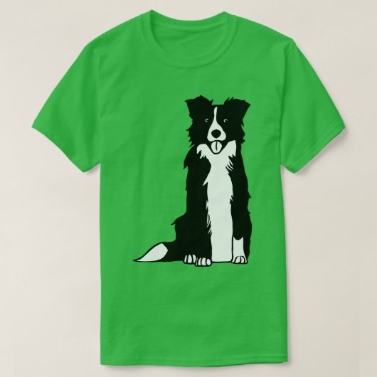 T-shirt Bordure Collie Chien assis (Design devant)