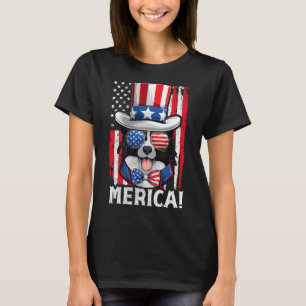 T-shirt Bordure Collie Chien Vêtement Drapeau américain Pa