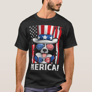T-shirt Bordure Collie Chien Vêtement Drapeau américain Pa