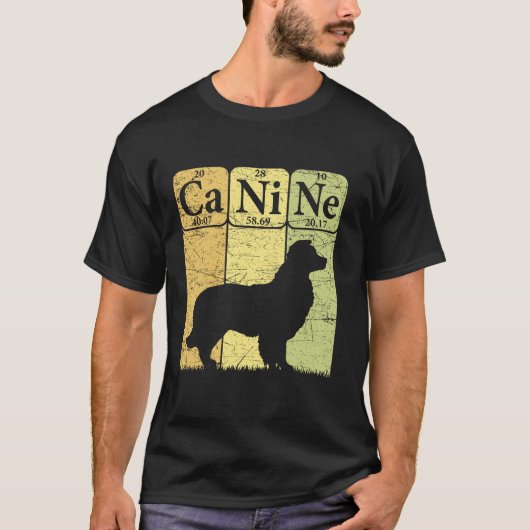 T-shirt Bordure Collie Éléments de tableau périodique Amou (Devant)