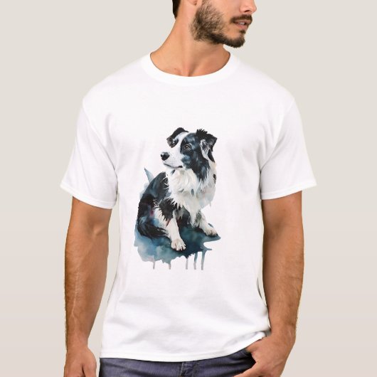 T-shirt Bordure Collie - Intelligent, Énergétique, (Devant)